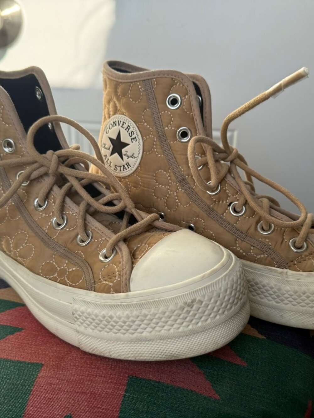 Converse All Star hi top platform quilted floral sneakers
